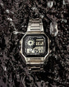 premium quality, digital watch, silver chain
